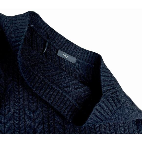 FATE Lissy One Shoulder Cable Knit Sweater Sz Small Black Minimalist Top - Picture 3 of 7